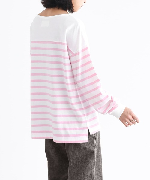 n'OrLABEL（ノアールレーベル）の「『パネルボーダー風カットソー』（Tシャツ/カットソー・レディース・ネイビー/ピンク・1/2）」の7枚目の写真