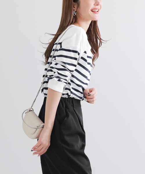 n'OrLABEL（ノアールレーベル）の「『パネルボーダー風カットソー』（Tシャツ/カットソー・レディース・ネイビー/ピンク・1/2）」の13枚目の写真