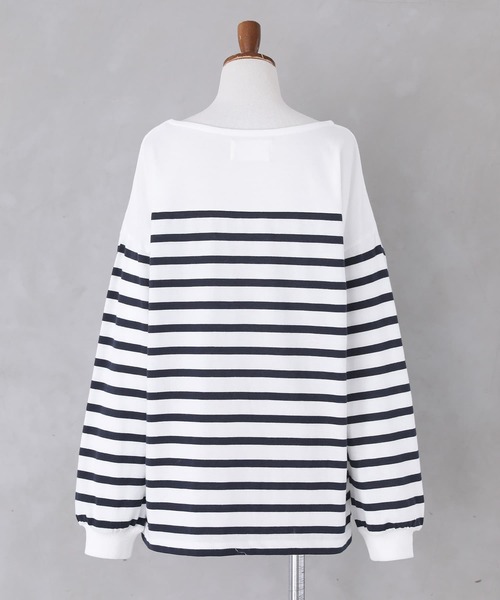 n'OrLABEL（ノアールレーベル）の「『パネルボーダー風カットソー』（Tシャツ/カットソー・レディース・ネイビー/ピンク・1/2）」の20枚目の写真