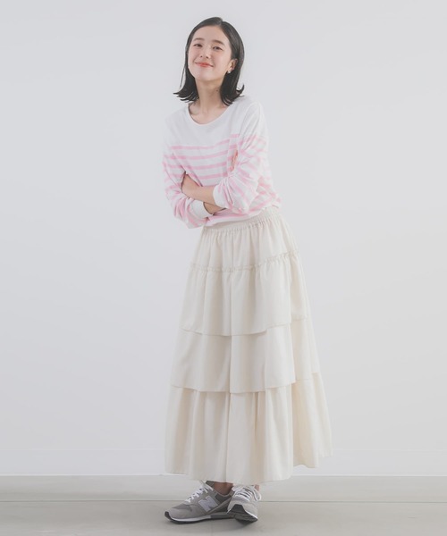 n'OrLABEL（ノアールレーベル）の「『パネルボーダー風カットソー』（Tシャツ/カットソー・レディース・ネイビー/ピンク・1/2）」の5枚目の写真