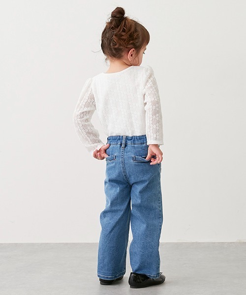 petit main（プティマイン）の「【リンク】ワイドデニムパンツ(キッズ)（その他パンツ・キッズ・ブルー/サックスブルー・90cm/100cm/110cm/120cm/130cm）」の3枚目の写真