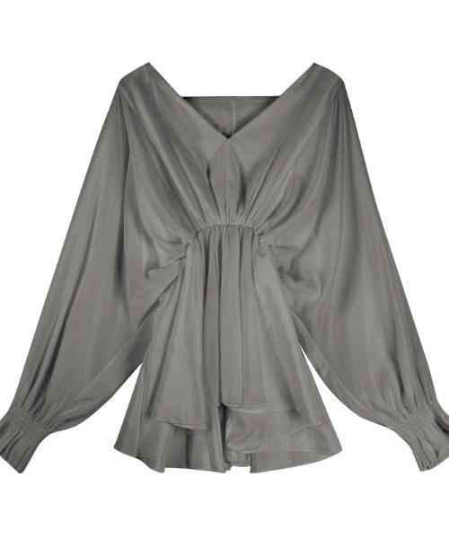 deux amour（ドゥーザムール）の「Vネックバタフライミニワンピース（チュニック・レディース・ブラック/ホワイト/グレー・FREE）」の7枚目の写真