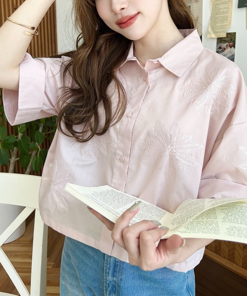 ☆美品☆エムズグレイシー　ロゴデザイン半袖カットソーブラウス　花スパンコール M'S GRACY 2021 Spring Collection | msgracy