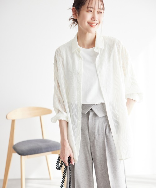 ROPE' PICNIC（ロペピクニック）の「バックスリットジャガードシャツ（シャツ/ブラウス・レディース・キナリ/ブラック・38）」の20枚目の写真