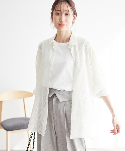 ROPE' PICNIC（ロペピクニック）の「バックスリットジャガードシャツ（シャツ/ブラウス・レディース・キナリ/ブラック・38）」の21枚目の写真