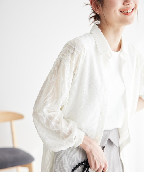 ROPE' PICNIC（ロペピクニック）の「バックスリットジャガードシャツ（シャツ/ブラウス・レディース・キナリ/ブラック・38）」の11枚目の写真