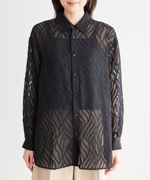 ROPE' PICNIC（ロペピクニック）の「バックスリットジャガードシャツ（シャツ/ブラウス・レディース・キナリ/ブラック・38）」の12枚目の写真