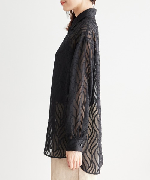 ROPE' PICNIC（ロペピクニック）の「バックスリットジャガードシャツ（シャツ/ブラウス・レディース・キナリ/ブラック・38）」の13枚目の写真