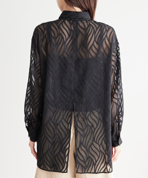 ROPE' PICNIC（ロペピクニック）の「バックスリットジャガードシャツ（シャツ/ブラウス・レディース・キナリ/ブラック・38）」の14枚目の写真