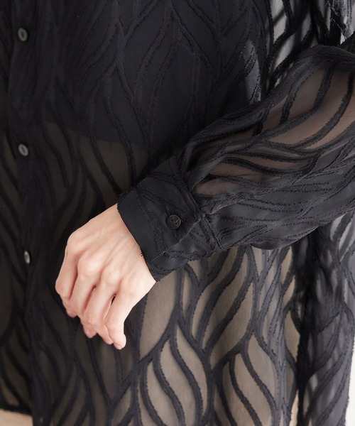 ROPE' PICNIC（ロペピクニック）の「バックスリットジャガードシャツ（シャツ/ブラウス・レディース・キナリ/ブラック・38）」の16枚目の写真