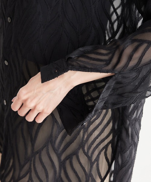 ROPE' PICNIC（ロペピクニック）の「バックスリットジャガードシャツ（シャツ/ブラウス・レディース・キナリ/ブラック・38）」の5枚目の写真