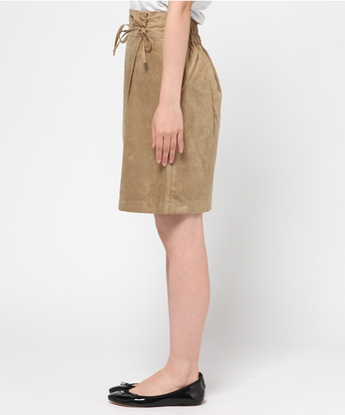 one after another NICE CLAUP（ワンアフターアナザーナイスクラップ）の「【ナイスクラップ】スウェードレースアップコクーンスカート（スカート・レディース・ベージュ/キャメル/カーキ・FREE）」の8枚目の写真