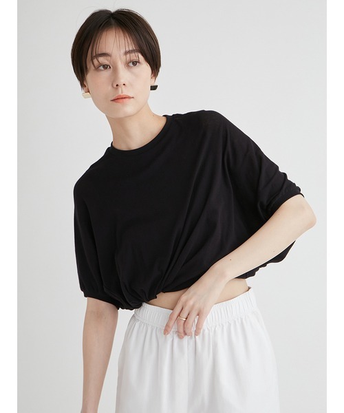 emmi（エミ）の「ガーゼツイストトップス（Tシャツ/カットソー・レディース・ブラック/ホワイト/グレー/イエロー・FREE）」の3枚目の写真