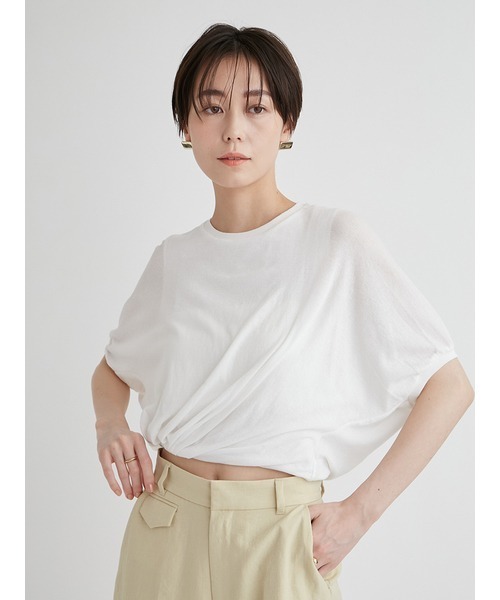 emmi（エミ）の「ガーゼツイストトップス（Tシャツ/カットソー・レディース・ブラック/ホワイト/グレー/イエロー・FREE）」の7枚目の写真