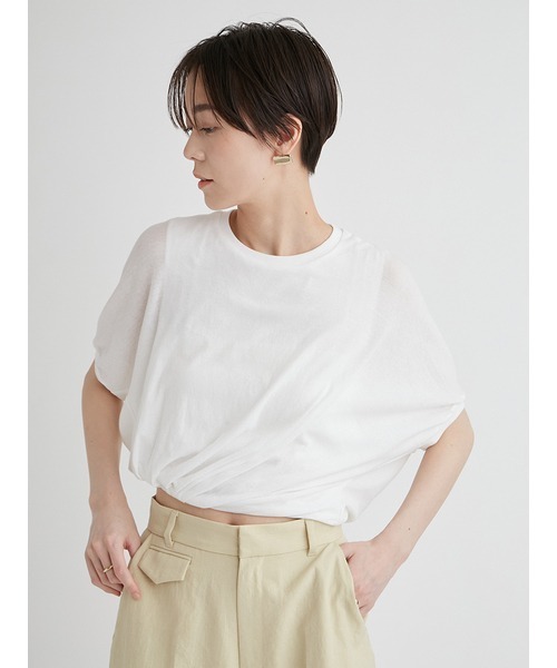 emmi（エミ）の「ガーゼツイストトップス（Tシャツ/カットソー・レディース・ブラック/ホワイト/グレー/イエロー・FREE）」の8枚目の写真