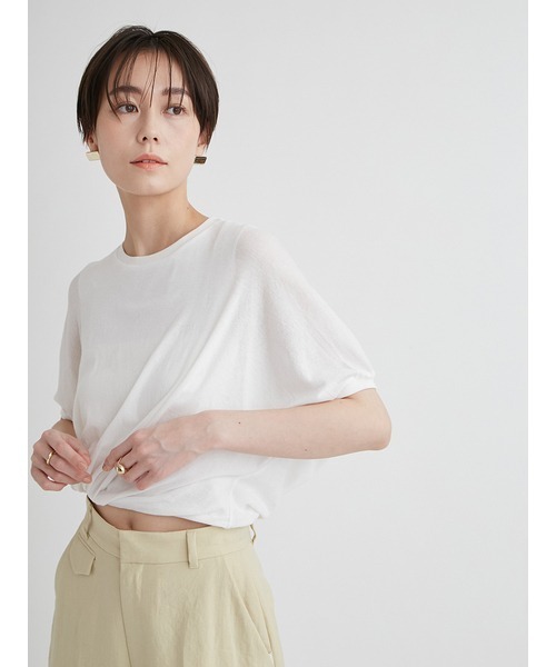 emmi（エミ）の「ガーゼツイストトップス（Tシャツ/カットソー・レディース・ブラック/ホワイト/グレー/イエロー・FREE）」の12枚目の写真