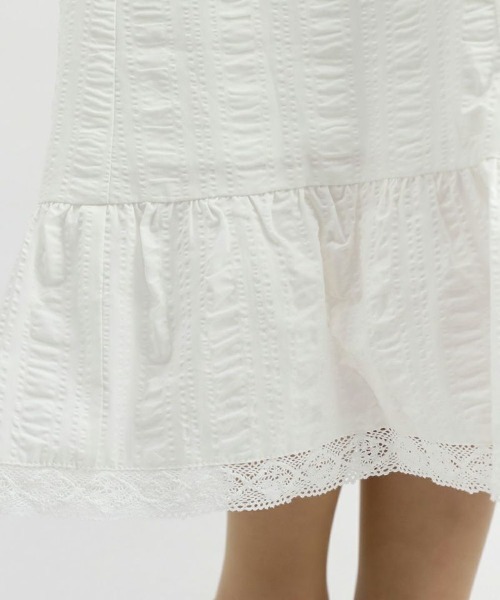 an another angelus（アンアナザーアンジェラス）の「レース使いコットンリップルナローワンピース/ananotherangelus（ワンピース・レディース・ブラック/オフホワイト・FREE）」の8枚目の写真