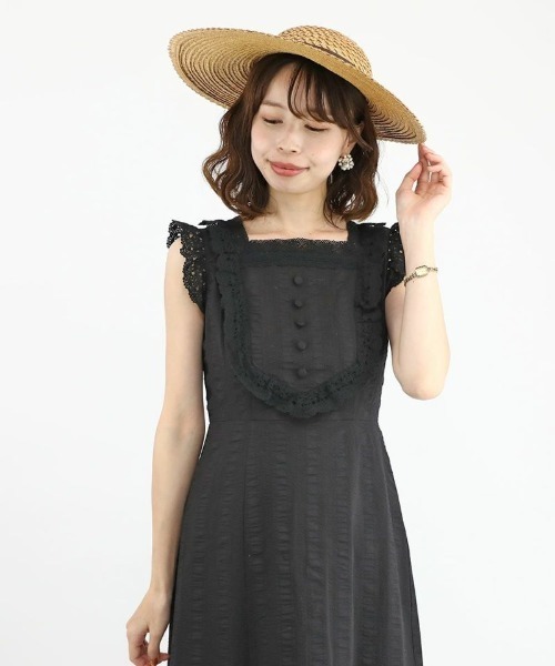 an another angelus（アンアナザーアンジェラス）の「レース使いコットンリップルナローワンピース/ananotherangelus（ワンピース・レディース・ブラック/オフホワイト・FREE）」の13枚目の写真