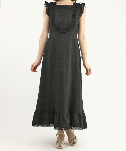 an another angelus（アンアナザーアンジェラス）の「レース使いコットンリップルナローワンピース/ananotherangelus（ワンピース・レディース・ブラック/オフホワイト・FREE）」の14枚目の写真