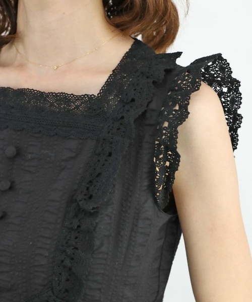 an another angelus（アンアナザーアンジェラス）の「レース使いコットンリップルナローワンピース/ananotherangelus（ワンピース・レディース・ブラック/オフホワイト・FREE）」の16枚目の写真