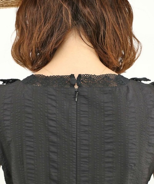 an another angelus（アンアナザーアンジェラス）の「レース使いコットンリップルナローワンピース/ananotherangelus（ワンピース・レディース・ブラック/オフホワイト・FREE）」の17枚目の写真