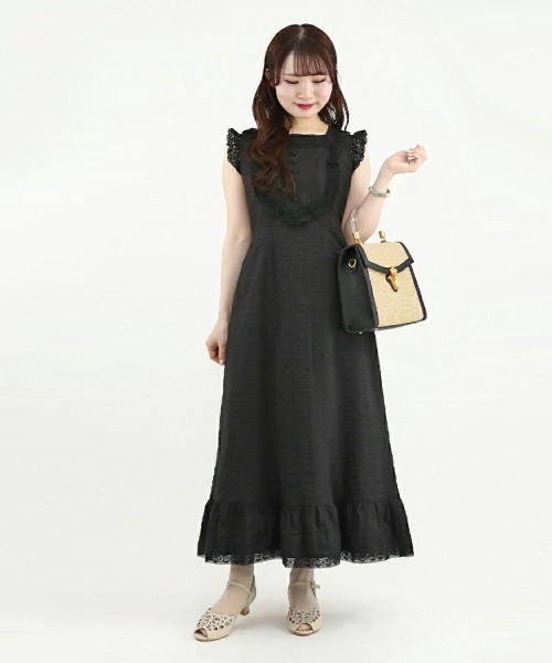 an another angelus（アンアナザーアンジェラス）の「レース使いコットンリップルナローワンピース/ananotherangelus（ワンピース・レディース・ブラック/オフホワイト・FREE）」の21枚目の写真