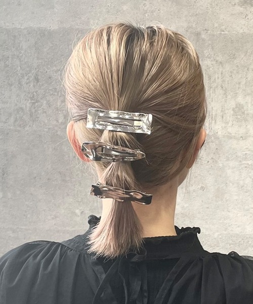 ヘアクリップ1点 バレッタ3点 Eコーム2点 ヘアピン3点 セール】【3点セット】ウェーブ ライン ヘアー クリップ メタル