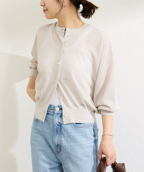 JOURNAL STANDARD（ジャーナルスタンダード）の「シアー2WAY クルーネックカーディガン（カーディガン/ボレロ・レディース・ライトグレー/ピンク/ブラック・FREE）」の3枚目の写真