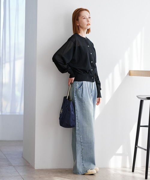 JOURNAL STANDARD（ジャーナルスタンダード）の「シアー2WAY クルーネックカーディガン（カーディガン/ボレロ・レディース・ライトグレー/ピンク/ブラック・FREE）」の20枚目の写真
