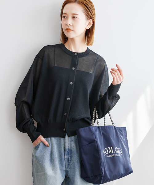 JOURNAL STANDARD（ジャーナルスタンダード）の「シアー2WAY クルーネックカーディガン（カーディガン/ボレロ・レディース・ライトグレー/ピンク/ブラック・FREE）」の18枚目の写真