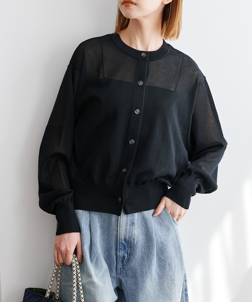 JOURNAL STANDARD（ジャーナルスタンダード）の「シアー2WAY クルーネックカーディガン（カーディガン/ボレロ・レディース・ライトグレー/ピンク/ブラック・FREE）」の17枚目の写真