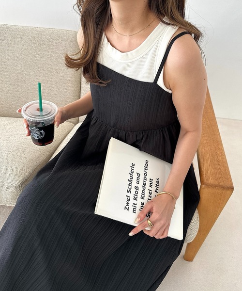 andme(アンドミー)の「ドビー織りギャザーキャミワンピース(ワンピース・レディース・ブラウン系その他/アイボリー/ブラック・M)」の11枚目の写真