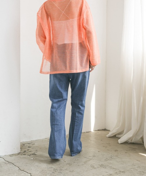 URBAN RESEARCH（アーバンリサーチ）の「綿麻デニムセミフレアパンツ（デニムパンツ・レディース・ライトブルー/インディゴブルー・38/36/34）」の4枚目の写真