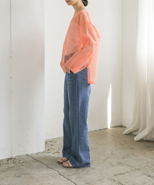 URBAN RESEARCH（アーバンリサーチ）の「綿麻デニムセミフレアパンツ（デニムパンツ・レディース・ライトブルー/インディゴブルー・38/36/34）」の6枚目の写真