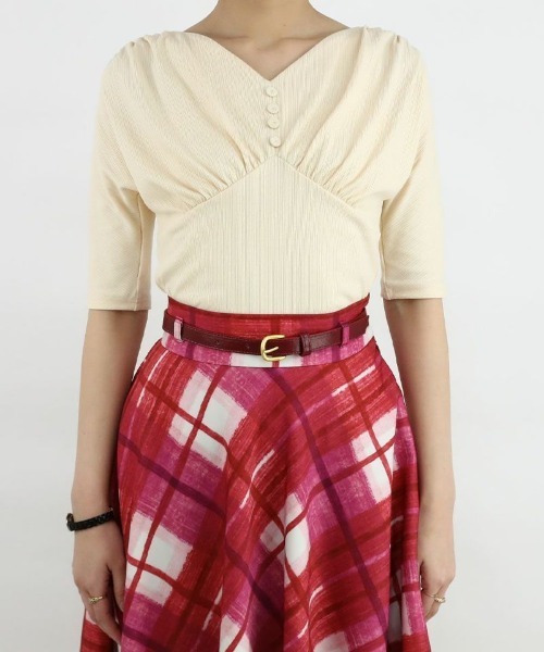 an another angelus（アンアナザーアンジェラス）の「ショルダーギャザードルマンカットソー/ananotherangelus（Tシャツ/カットソー・レディース・ブルー/クリーム/ブラック・FREE）」の8枚目の写真