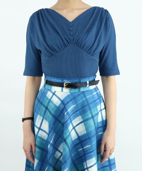 an another angelus（アンアナザーアンジェラス）の「ショルダーギャザードルマンカットソー/ananotherangelus（Tシャツ/カットソー・レディース・ブルー/クリーム/ブラック・FREE）」の15枚目の写真