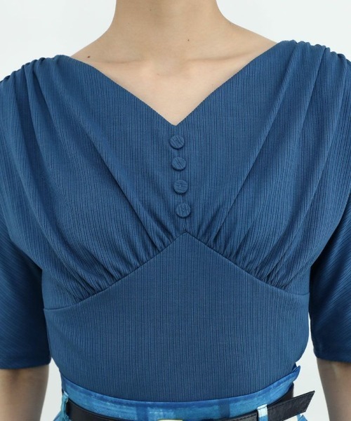 an another angelus（アンアナザーアンジェラス）の「ショルダーギャザードルマンカットソー/ananotherangelus（Tシャツ/カットソー・レディース・ブルー/クリーム/ブラック・FREE）」の16枚目の写真