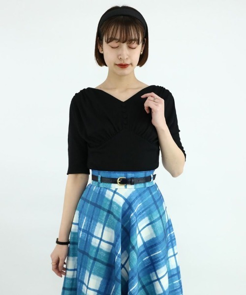 an another angelus（アンアナザーアンジェラス）の「ショルダーギャザードルマンカットソー/ananotherangelus（Tシャツ/カットソー・レディース・ブルー/クリーム/ブラック・FREE）」の20枚目の写真