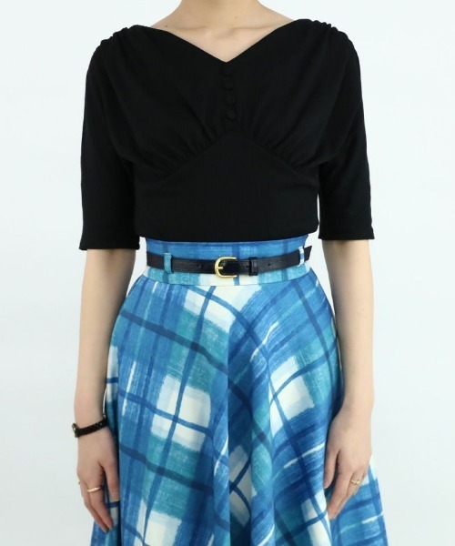 an another angelus（アンアナザーアンジェラス）の「ショルダーギャザードルマンカットソー/ananotherangelus（Tシャツ/カットソー・レディース・ブルー/クリーム/ブラック・FREE）」の22枚目の写真