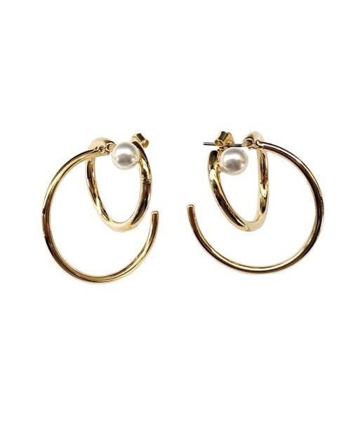 ダブルサークルパールピアス/much（ピアス（両耳用））｜amplis