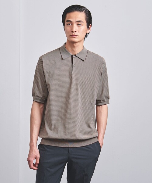 ユナイテッドアローズ ソリッド コットン ニットポロシャツ ブラウン ユナイテッドアローズ ソリッド コットン ニットポロシャツ ブラウン