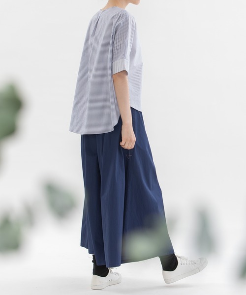ブラウス シャツ Cloche misc 5分袖ノーカラーブラウス レディース nop de nod ブラウス シャツ Cloche misc 5分袖ノーカラー