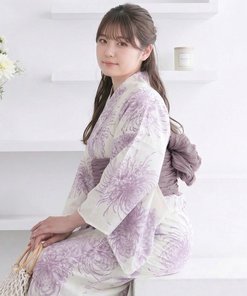 1人で簡単着付け ワンピース 浴衣 2点セット FW 大きいサイズ