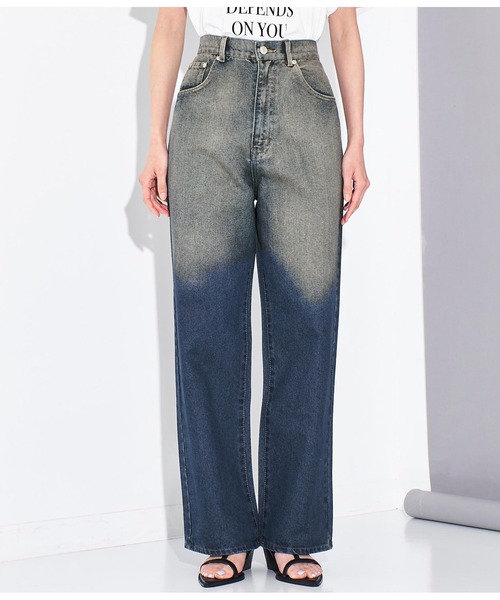 Settimissimo（セッティミッシモ）の「オーバーダイ ストレート デニム（デニムパンツ・レディース・ネイビー/ブラック・M）」の10枚目の写真