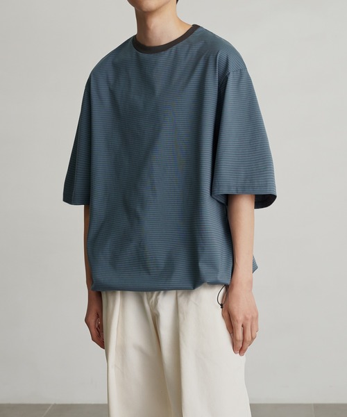 PUBLIC TOKYO(パブリックトウキョウ)の「ビューティーコットンコードTEE(Tシャツ/カットソー・メンズ・オリーブ/キナリ/ダークグレー/ネイビー/ブルー・1/2)」の5枚目の写真