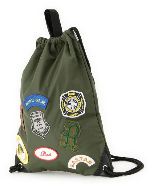 coen(コーエン)の「ワッペンナップサック(バックパック/リュック・レディース・オリーブ/ネイビー・フリー)」の5枚目の写真