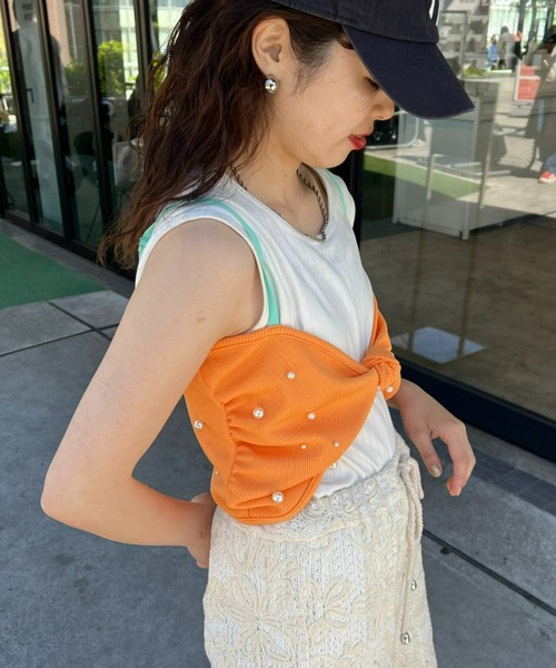 HELLO.SANFRANCISCO(ハローサンフランシスコ)の「【HELLO.SANFRANCISCO】パール付リボンブラキャミ(キャミソール・レディース・グリーン/イエロー/オレンジ・ONE SIZE)」の22枚目の写真
