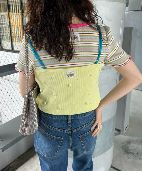 HELLO.SANFRANCISCO(ハローサンフランシスコ)の「【HELLO.SANFRANCISCO】パール付リボンブラキャミ(キャミソール・レディース・グリーン/イエロー/オレンジ・ONE SIZE)」の15枚目の写真