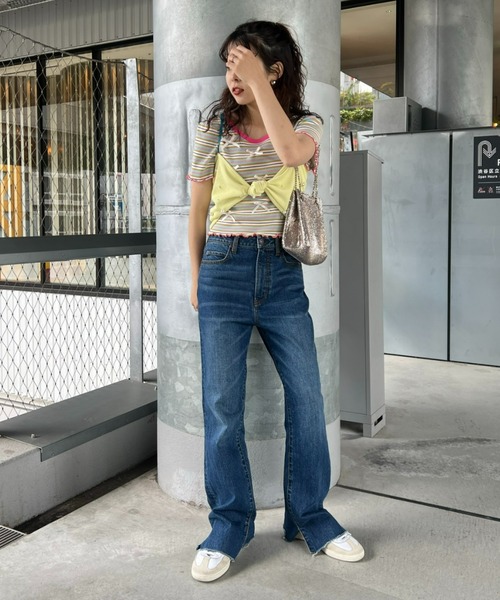 HELLO.SANFRANCISCO(ハローサンフランシスコ)の「【HELLO.SANFRANCISCO】パール付リボンブラキャミ(キャミソール・レディース・グリーン/イエロー/オレンジ・ONE SIZE)」の19枚目の写真