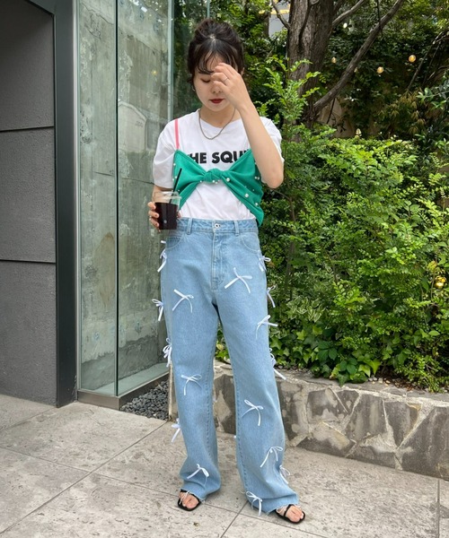 HELLO.SANFRANCISCO(ハローサンフランシスコ)の「【HELLO.SANFRANCISCO】パール付リボンブラキャミ(キャミソール・レディース・グリーン/イエロー/オレンジ・ONE SIZE)」の9枚目の写真